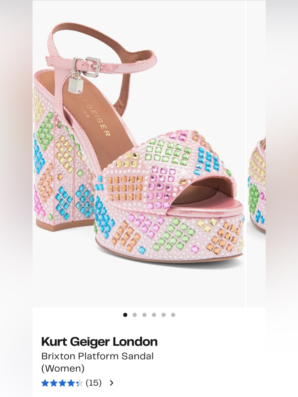 NIB Kurt Geiger Brixton Multicolor Jeweled Platform Sandals. Size 8 US (EU 39) - Picture 8 of 8